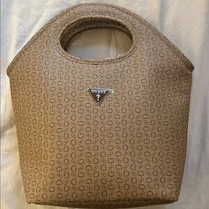 Guess Tan Patterned Tote Bag